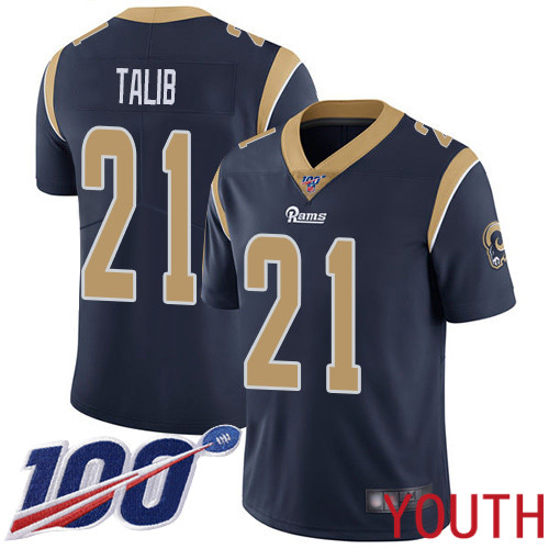 Los Angeles Rams Limited Navy Blue Youth Aqib Talib Home Jersey NFL Football #21 100th Season Vapor Untouchable->women nfl jersey->Women Jersey